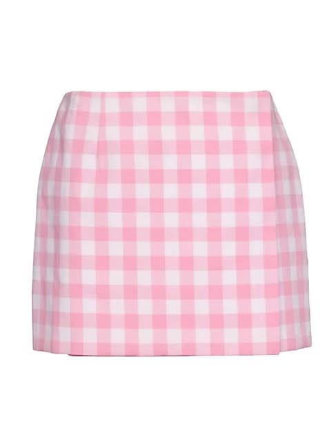 Pink and white checkered skirt