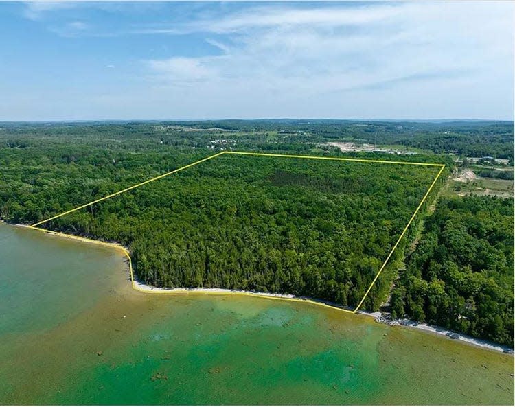 An aerial view of the 56 acres recently purchased by the Little Traverse Conservancy in Bay Shore.
