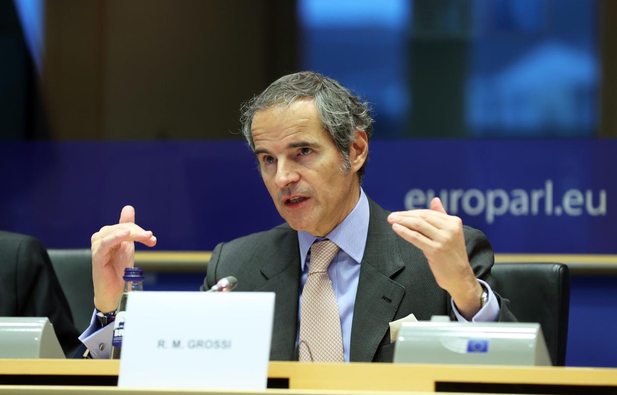 Director General of International Atomic Energy Agency Rafael Mariano Grossi attends the joint meeting of the European Parliament.