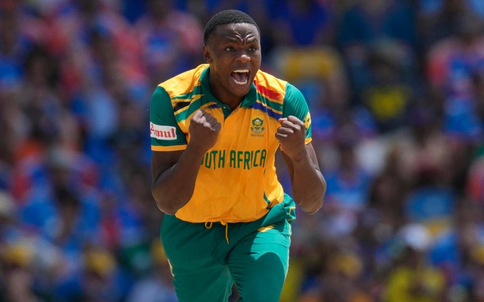 Kagiso Rabada celebrates the wicket of Suryakumar Yadav