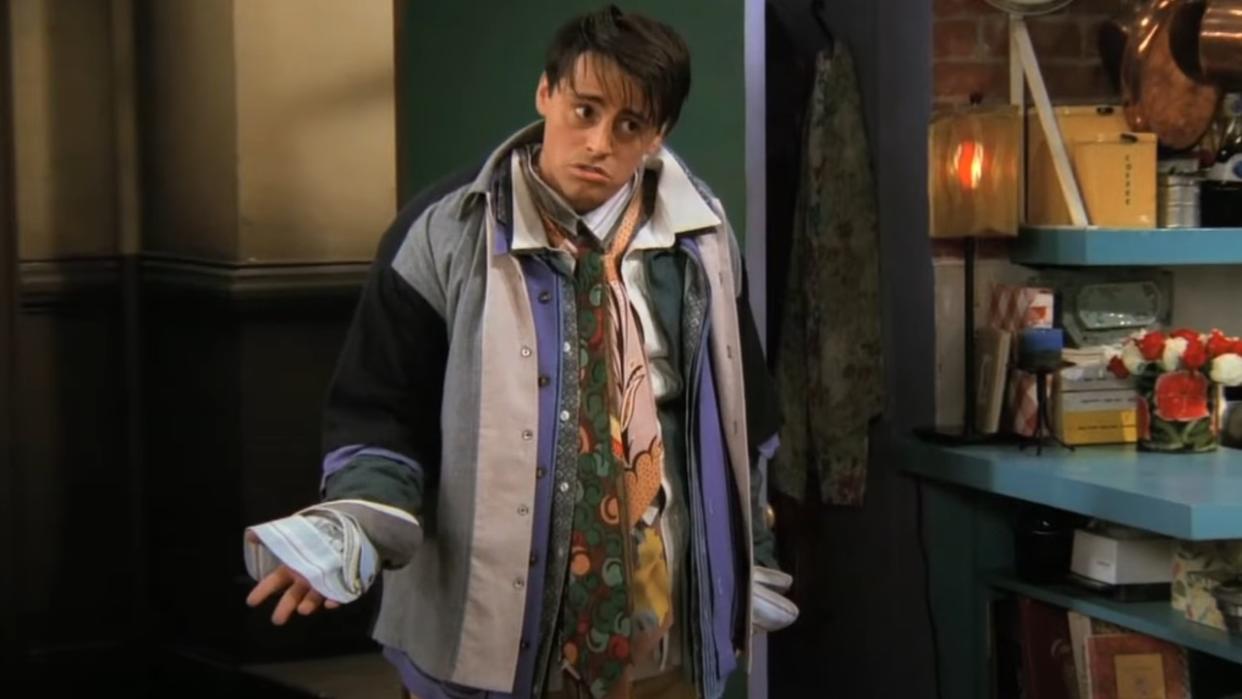  Joey wearing all of Chandler's clothes and passionatly gesturing in Friends. 