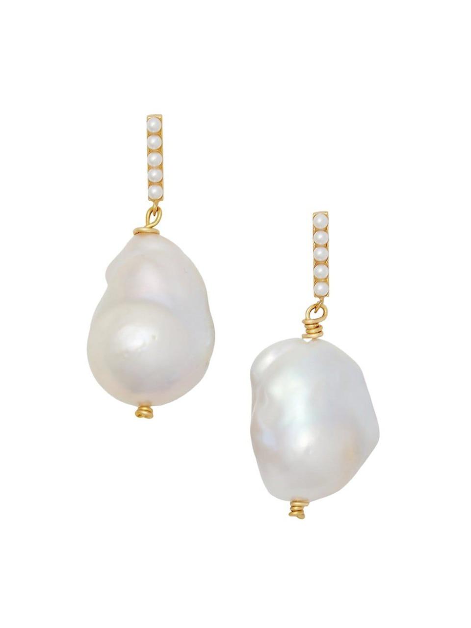 Brinker & Eliza Khai 24K Goldplated Freshwater Pearl Drop Earrings