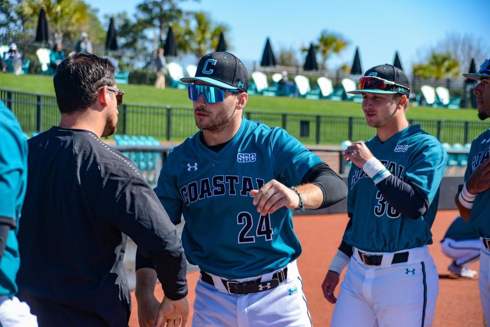 Coastal Carolina catcher Clay Wargo (24) committed to play baseball at Louisiana last week.