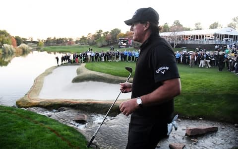 Phil Mickelson walks during The Match: Tiger vs Phil at Shadow Creek Golf Course on November 23, 2018 in Las Vegas, Nevada - Credit: Getty Images 
