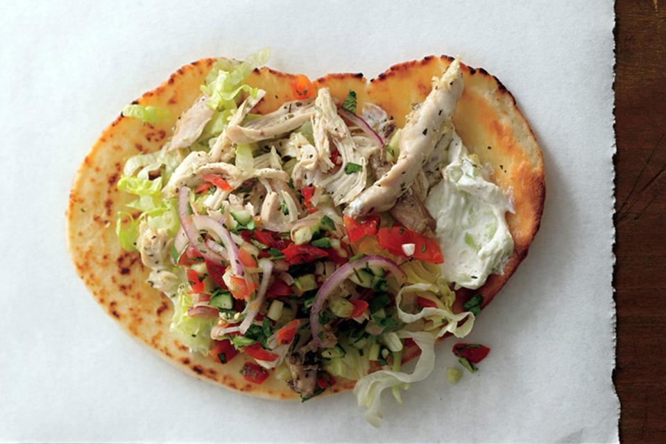 Chicken Gyros with Cucumber Salsa and Tsatsiki