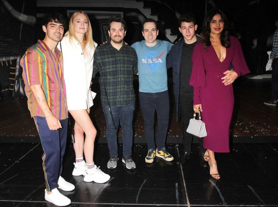 Joe Jonas, Sophie Turner, Alex Brightman, Rob McClure, Nick Jonas and Priyanka Chopra | Bruce Glikas/WireImage