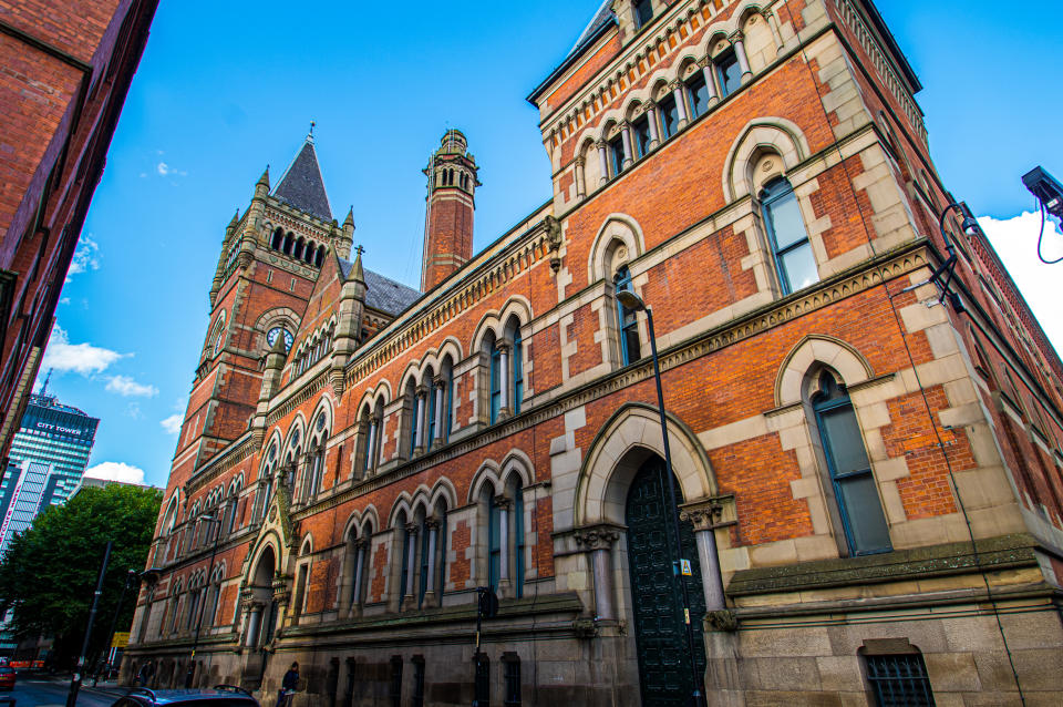 Exterior façade of the Crown Courts Building, Minshull Street, showing the Victorian and twentieth-century fabrics, Manchester, England - September 13, 2017