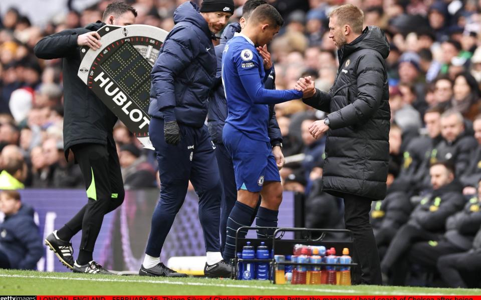 Chelsea's Thiago Silva limps off with an injury during the first half of game against Tottenham - Robbie Jay Barratt- AMA/Getty Images Europe