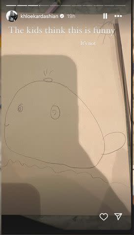 <p>Khloe Kardashian/Instagram</p> Khloé Kardashian shares a picture of a drawing of a whale