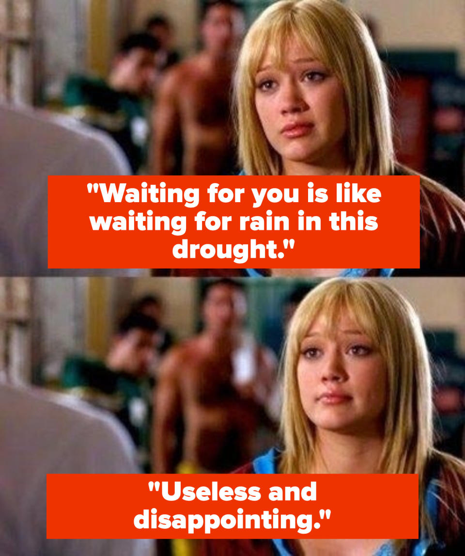 Sam says "Waiting for you is like waiting for rain in this drought: useless and disappointing"