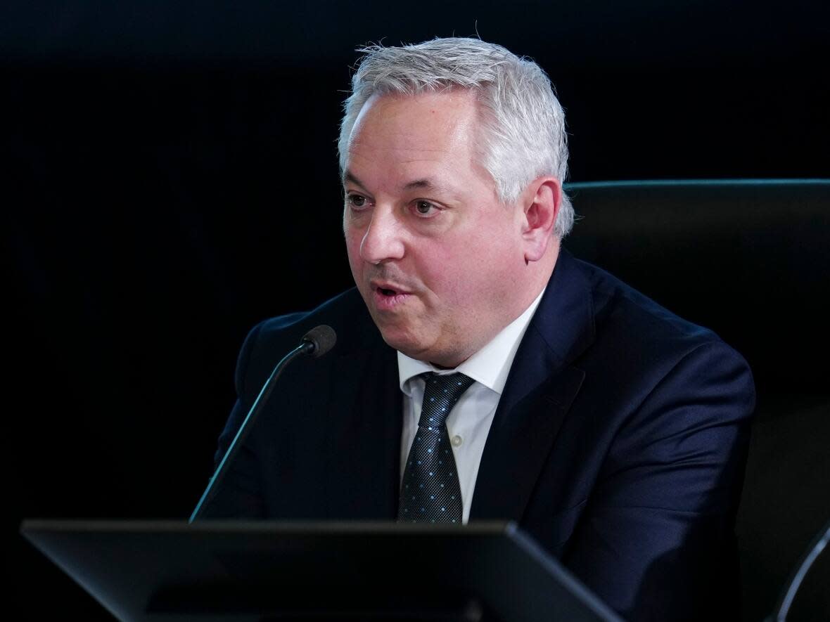 CSIS director David Vigneault appears as a witness at the Public Inquiry Into Foreign Interference in Federal Electoral Processes and Democratic Institutions in Ottawa on Thursday, April 4, 2024. (Sean Kilpatrick/The Canadian Press - image credit)