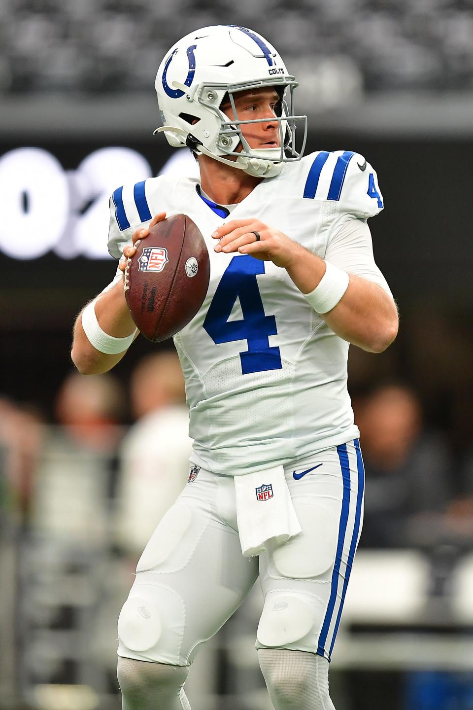 Indianapolis Colts quarterback Sam Ehlinger made two starts this season before Matt Ryan returned as the team's starting quarterback against the Las Vegas Raiders.