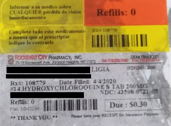 In early April, a 65-year-old Queens resident was prescribed hydroxychloroquine and azithromycin by her general practitioner after she reported having a bad cough, fever and shortness of breath.  (Courtesy of family)