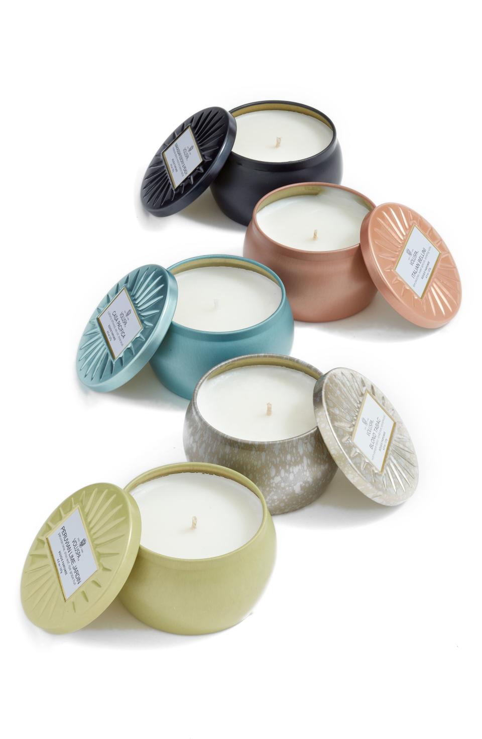 8) Voluspa Set of 5 Mini Tin Candles