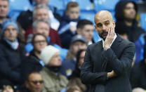 Britain Football Soccer - Manchester City v Chelsea - Premier League - Etihad Stadium - 3/12/16 Manchester City manager Pep Guardiola Action Images via Reuters / Jason Cairnduff Livepic EDITORIAL USE ONLY. No use with unauthorized audio, video, data, fixture lists, club/league logos or "live" services. Online in-match use limited to 45 images, no video emulation. No use in betting, games or single club/league/player publications. Please contact your account representative for further details.