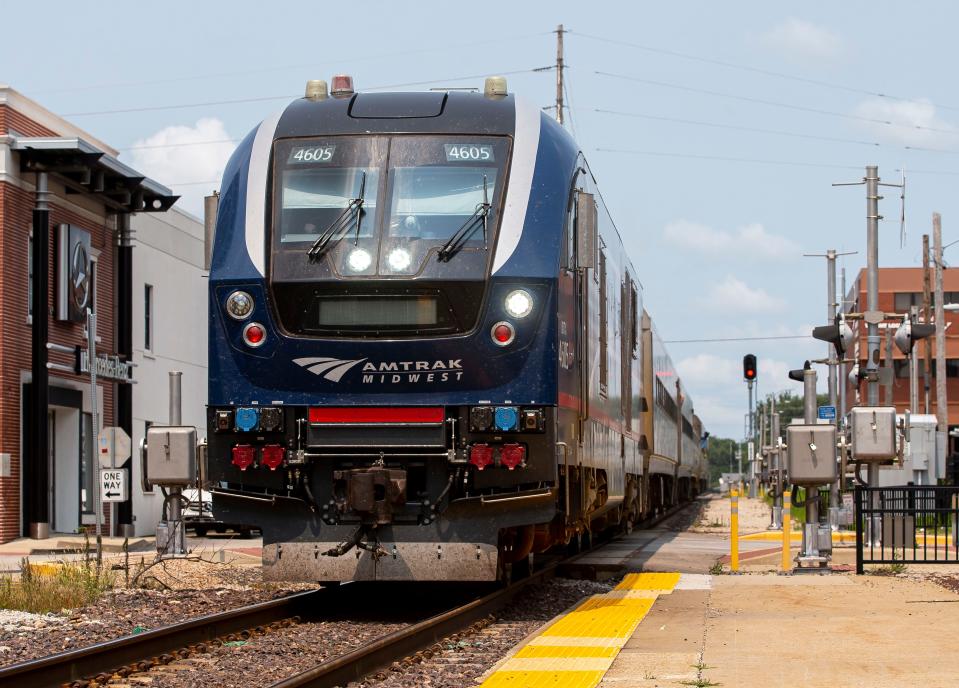 The Amtrak Lincoln Service train stops at the Amtrak Station in Springfield, Ill., Monday, July 19, 2021. The Lincoln Service, Carl Sandburg/Illinois Zephyr and Illini/Saluki state-supported Amtrak trains all resumed full-service Monday after reductions of one-half related to the COVID-19 pandemic. [Justin L. Fowler/The State Journal-Register] 