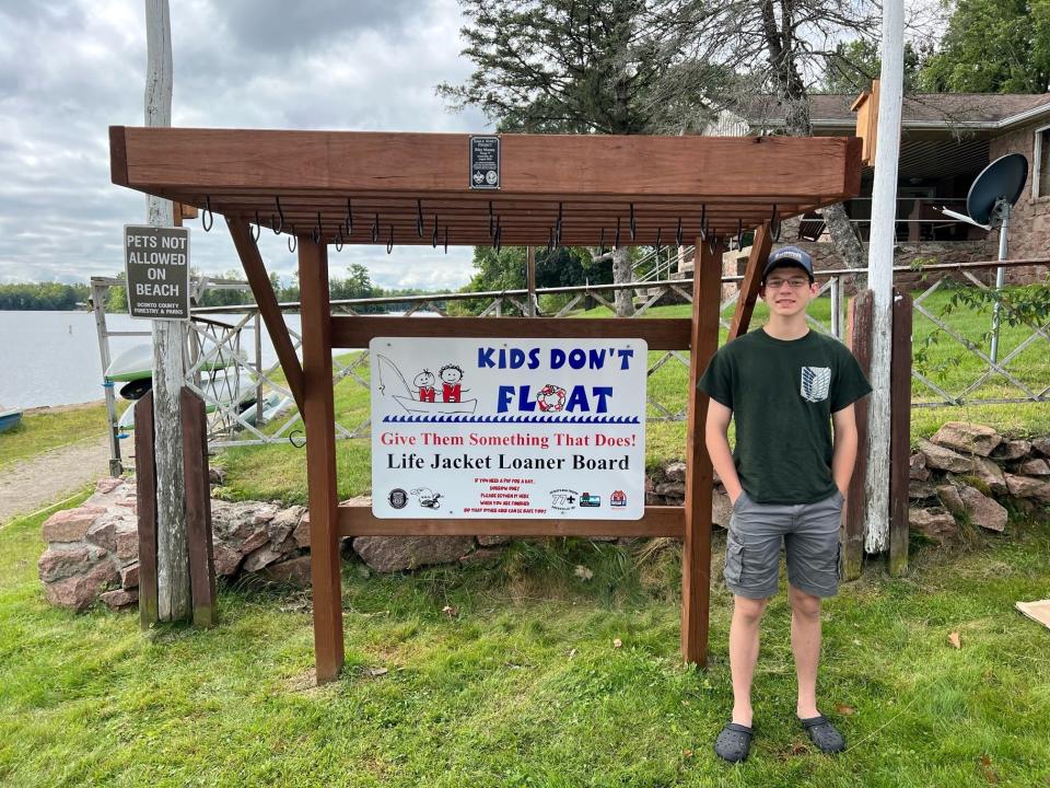 Riley Mooney, 17, earned his 139th, and final, Boy Scouts of America merit badge in June as an Eagle Scout with Troop 77 in Greenville. For his service project, Mooney created stations providing free child-sized life jackets for people to use.