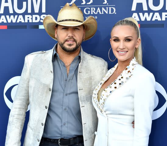 Jeff Kravitz/FilmMagic Jason Aldean and Brittany Aldean attend the 54th Academy Of Country Music Awards at MGM Grand Hotel & Casino on April 07, 2019 in Las Vegas, Nevada