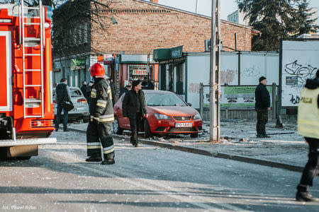 A general view of the site where a building collapsed is seen in Poznan, Poland, March 4, 2018 in this picture obtained from social media. Courtesy of INSTAGRAM/ @PAWEL_ALTERNATYWNA /via REUTERS