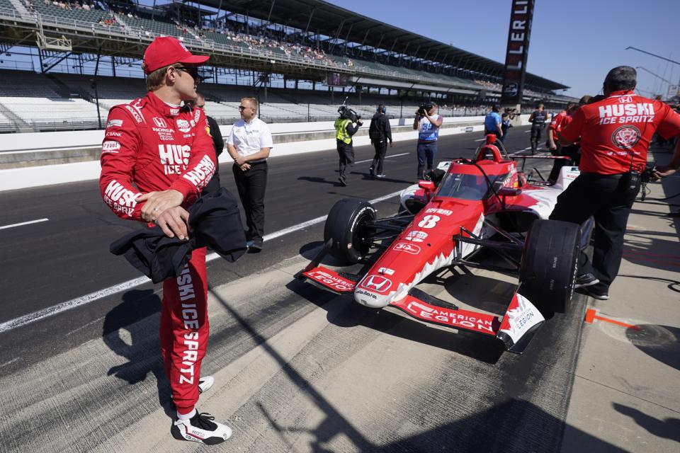 Marcus Ericsson, of Sweden, waits to drive during final practice for the Indianapolis 500 auto race at Indianapolis Motor Speedway, Friday, May 26, 2023, in Indianapolis. (AP Photo/Darron Cummings)