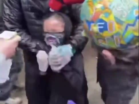 A little girl suffering from mace during the George Floyd protest in Seattle, Washington: Twitter