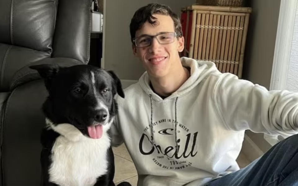 Axel, a one year old border collie, helped save the life of 17-year-old Gabriel Silva when he was having a stroke, Silva's doctor said. (Amanda Tanner) 