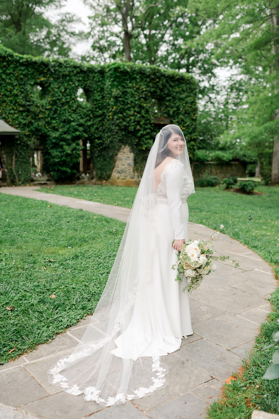 Open Back Long-Sleeved Wedding Dress