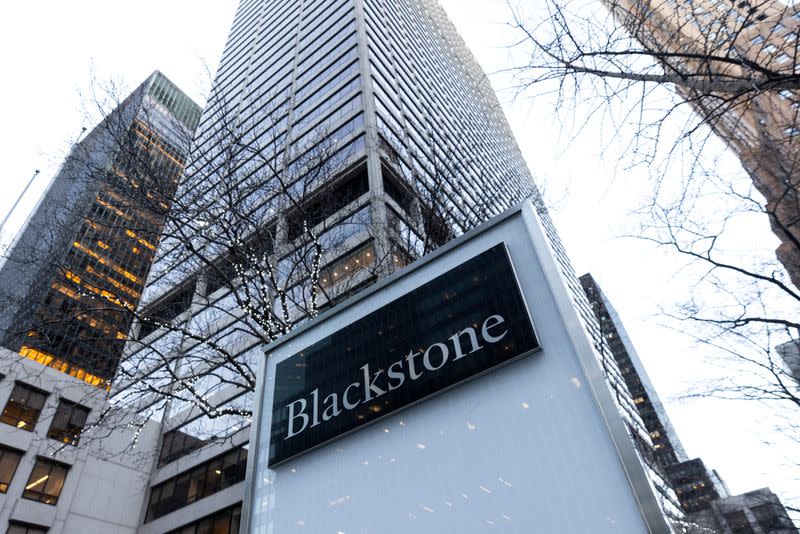 FILE PHOTO: Signage is seen outside the Blackstone Group headquarters in New York City