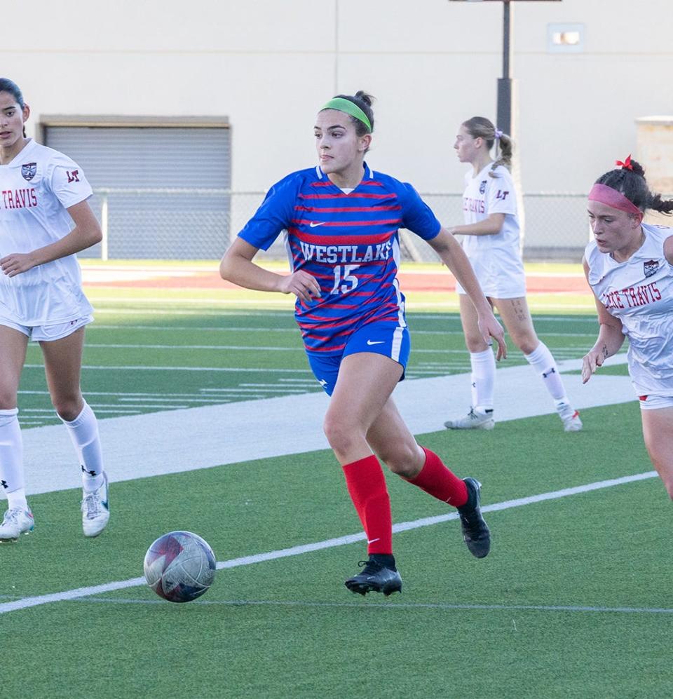 Westlake's Margaret Barton controls the ball during the Chaparrals' Class 6A regional quarterfinal playoff win over District 26-6A rival Lake Travis. The Chaps are in the UIL state tournament for the second time in three years.
