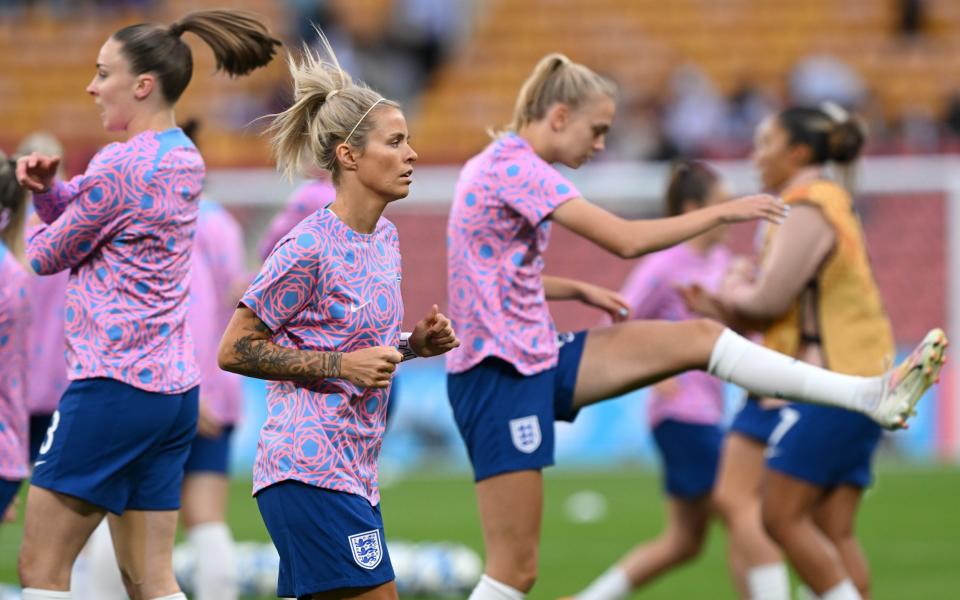 England warm up routines on the pitch