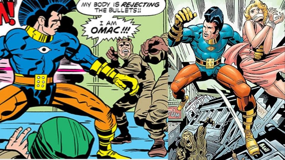 OMAC, the One Man Army Corps, as illustrated by Jack Kirby.