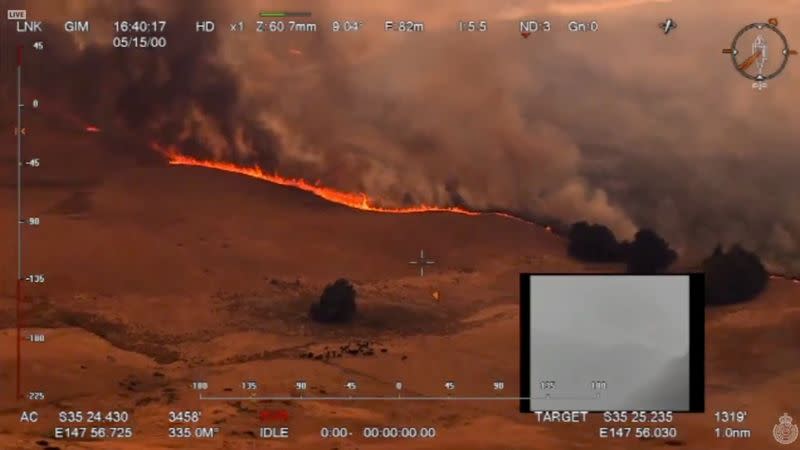 An aerial view of a bushfire in Ellerslie