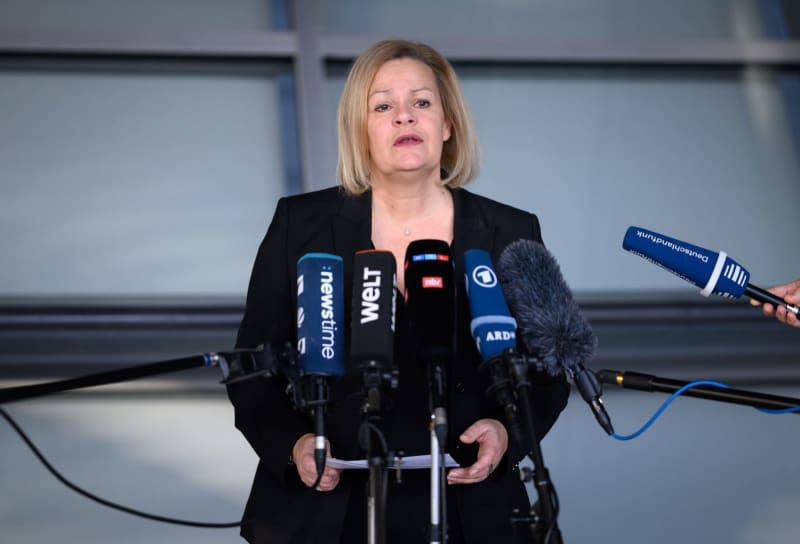 German Minister of the Interior and Home Affairs Nancy Faeser speaks during a press conference at the German Bundestag on the reform of citizenship law. Bernd von Jutrczenka/dpa