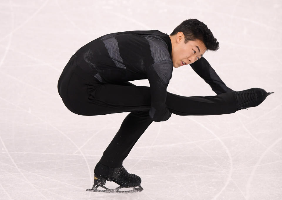 <p>Nathan Chen of the United States competes in the Figure Skating Team Event – Men’s Single Skating Short Program during the PyeongChang 2018 Winter Olympic Games at Gangneung Ice Arena on February 9, 2018 in Gangneung, South Korea. (Photo by Harry How/Getty Images) </p>