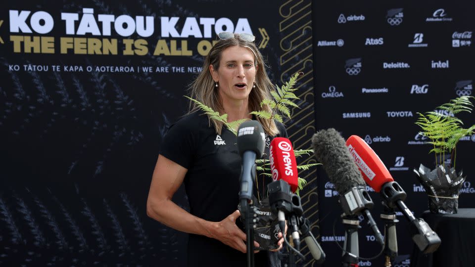Jones speaks to the media at Vector Wero Whitewater Park in Auckland, New Zealand this week. - Phil Walter/Getty Images for NZOC