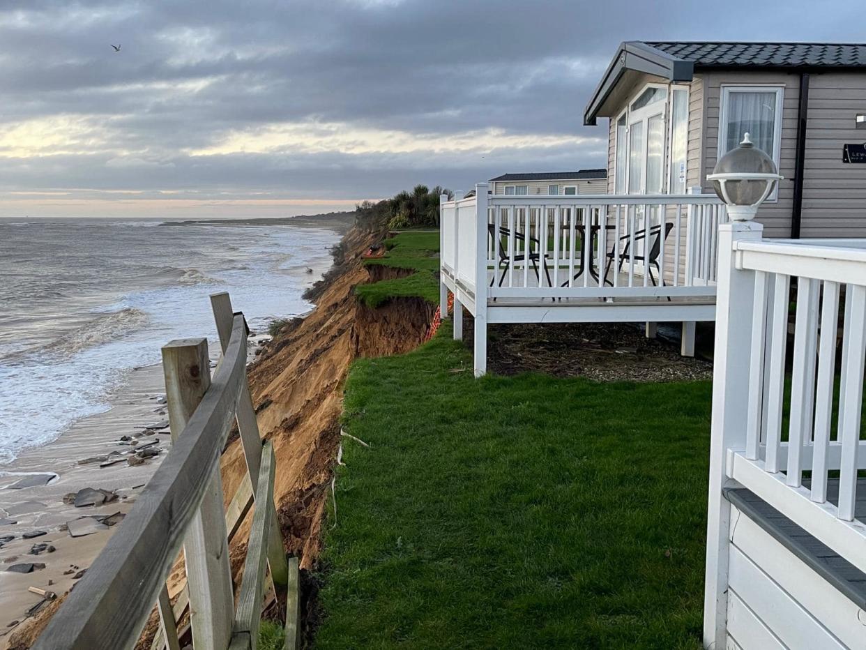 Picture shows collapsed front at Pakefield Holiday Park in Suffolk. (HM Coastguard Lowestoft)