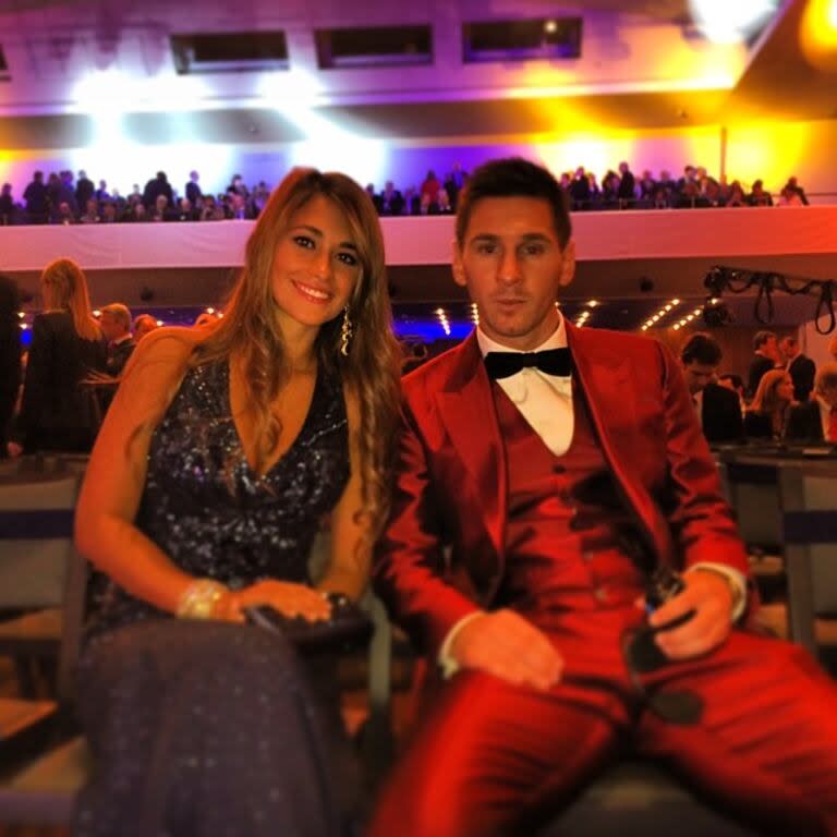 Anto y Leo en la entrega del Balón de Oro 2013, ceremonia que se realizó en enero de 2014