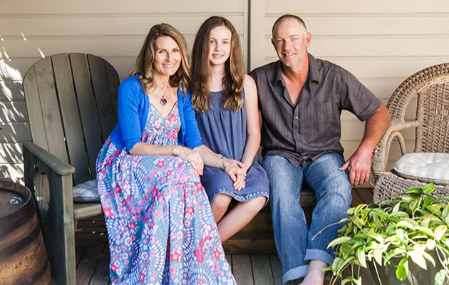 Sharyn Hodgson, her husband Stuart and their daughter Bella-Rai. Photo: Tom Holland.