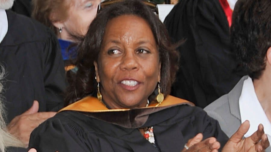 The 2012 Distinguished Alumni Award Honoree director Shirley Jo Finney enjoys the commencement ceremonies for The School of Theater, Film & Television at Dickson Court North on the UCLA campus, her alma mater, in June 2012 in Westwood, California, where she spoke. Finney died last month of cancer at age 74. (Photo by John M. Heller/Getty Images)