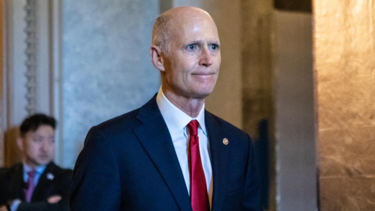 <div>Sen. Rick Scott (R-Fla.) departs the Senate floor following a vote to proceed to the Inflation Reduction Act on August 6, 2022 in Washington, DC. The U.S. Senate plans to work through the weekend to vote on amendments to the Inflation Reduction Act, expected to conclude on Sunday, August 7, 2022. (Photo by Anna Rose Layden/Getty Images)</div>