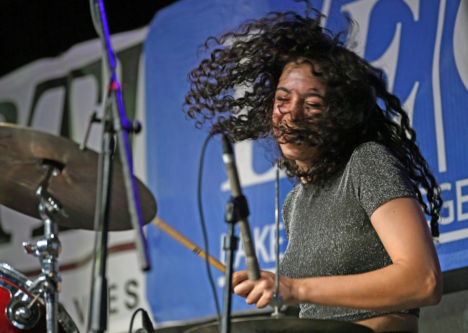 Drummer Sylvan Nadel of the Fleetwood Mac tribute act Sweet Fleet is seen here performing  during the Bradenton Area River Regatta on Feb. 16, 2024. Sweet Fleet returns to Riverwalk to perform at Music in the Park on Friday.
