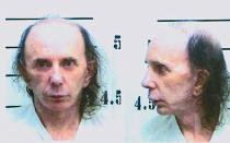 Mug shot photo of inmate Phillip Spector, music producer, dated June 5, 2009 and released by the California Department of Corrections June 10, 2009. The photos show Spector without his wigs, worn during his trial. Spector was received by the California Department of Corrections and Rehabilitation on June 5, 2009 from Los Angeles County with a 19-year sentence for second-degree murder, in the death of actress Lana Clarkson. Spector is being held at North Kern State Prison, a reception center in Kern County, California where housing determinations are made for inmates. REUTERS/California Department of Corrections/Handout (UNITED STATES CRIME LAW ENTERTAINMENT IMAGES OF THE DAY) FOR EDITORIAL USE ONLY. NOT FOR SALE FOR MARKETING OR ADVERTISING CAMPAIGNS