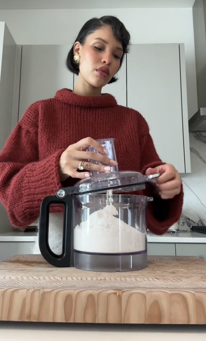 Closeup of Nara Smith cooking