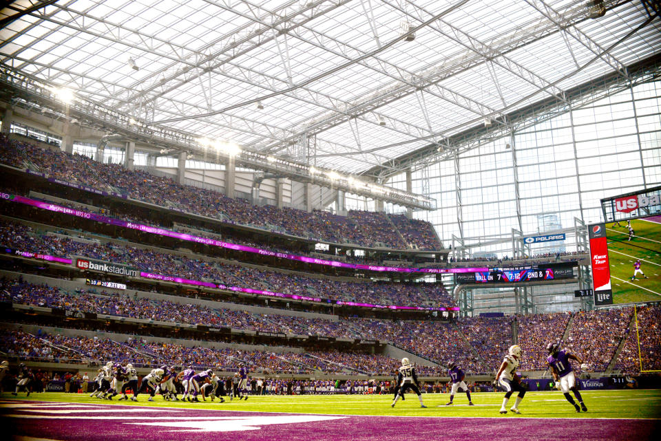 <p>The Minnesota Vikings offense runs a play against the San Diego Chargers defense during the fourth quarter of the game on August 28, 2016 at US Bank Stadium in Minneapolis, Minnesota. The Vikings defeated the Chargers 23-10. (Photo by Hannah Foslien/Getty Images) </p>