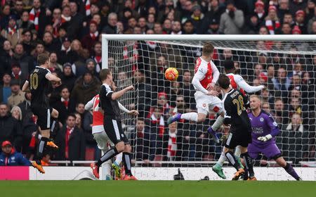 Football Soccer - Arsenal v Leicester City - Barclays Premier League - Emirates Stadium - 14/2/16 Arsenal's Danny Welbeck scores their second goal Action Images via Reuters / Tony O'Brien Livepic