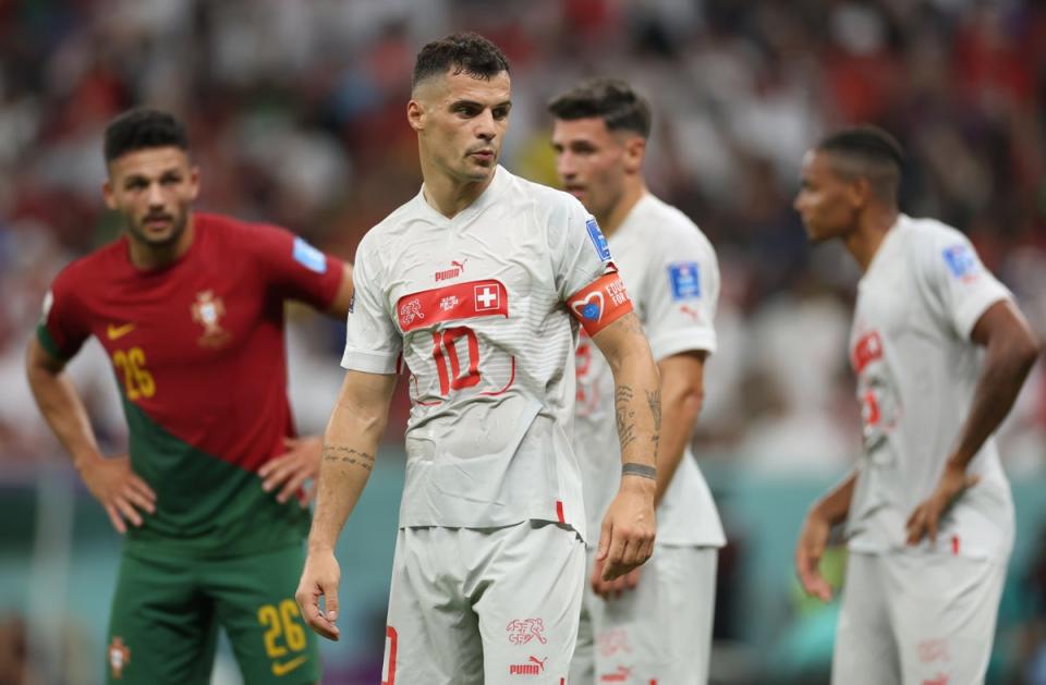 Granit Xhaka was powerless to stop Portugal’s midfield on Tuesday night (Getty Images)