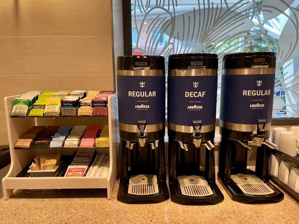 coffee and tea station on cruise