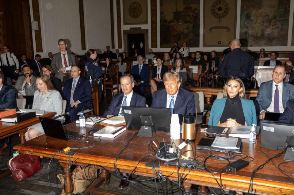 Former President Donald Trump sits in the courtroom during his civil fraud trial at New York State Supreme Court in New York City on Oct. 18.<span class="copyright">John Taggart—Getty Images</span>