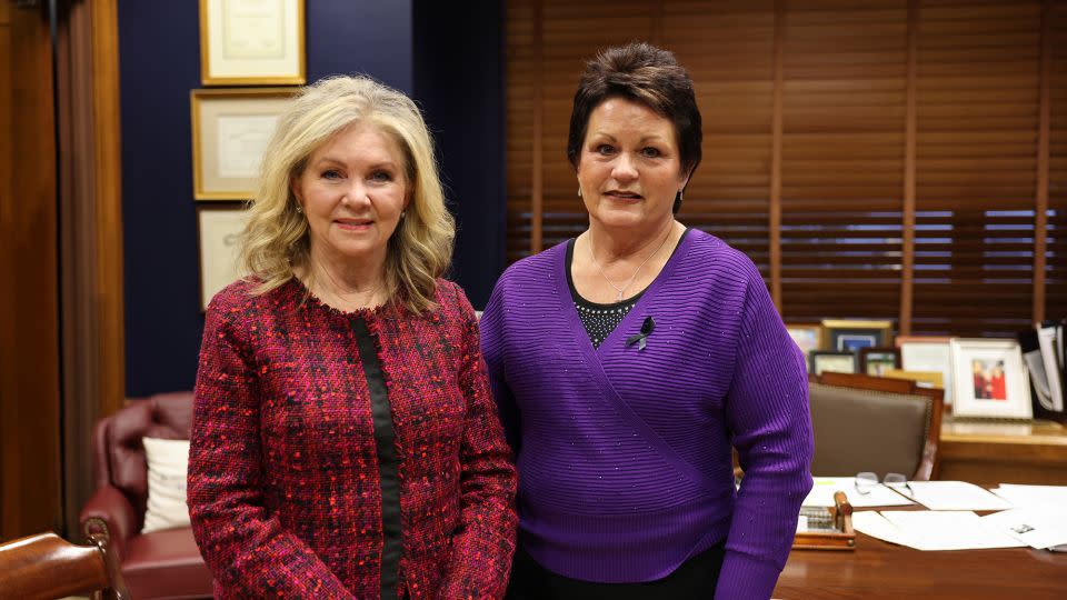 (L to R): Senator Marsha Blackburn meets with Gail Flatt to support of the development of legislation that aims to place more guardrails on social media. - Office of Senator Blackburn