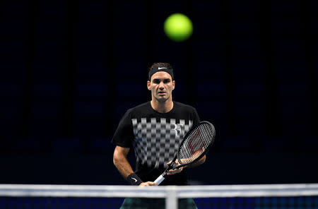 Tennis - ATP World Tour Finals Preview - The O2 Arena, London, Britain - November 10, 2017 Switzerland's Roger Federer during practice Action Images via Reuters/Tony O'Brien